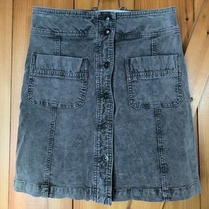 Prana Corduroy Button Skirt Gray